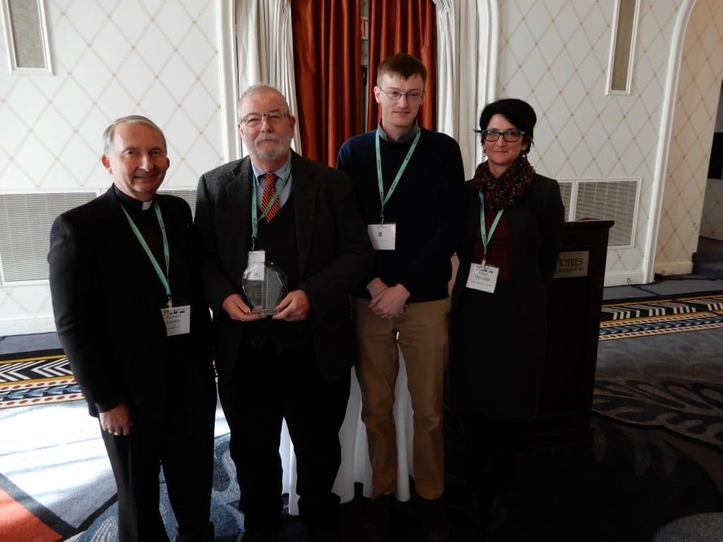 Honoring the award-winners at the 2018 ACHA Annual Meeting in Washington, DC are (from left): Richard Gribble (ACHA), Tim Meagher (ACHRC), Shane MacDonald (ACHRC), Maria Mazzenga (ACHRC).