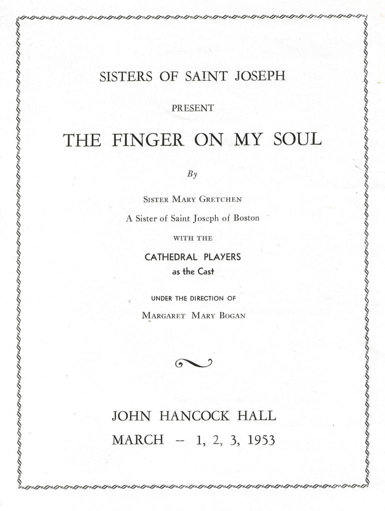 Program cover for the play The Finger on My Soul